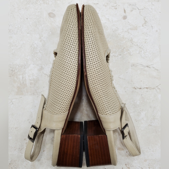 Valleverde sling back shoes womens size 36 US 6.5 beige perforated leather Italy - Picture 3 of 16